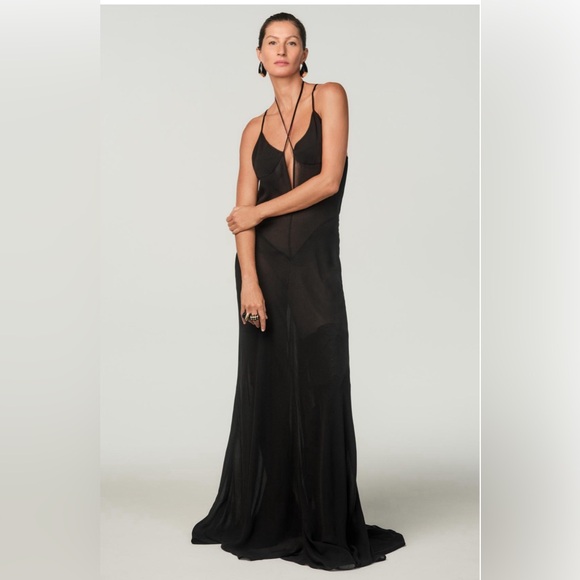 Zara Long Slip Dress X Stefano Pilati Elegant Black Evening Gown. NWT Size  M.